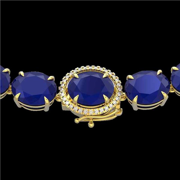 170 ctw Sapphire & VS/SI Diamond Halo Micro Necklace 14k Yellow Gold - REF-890F9M