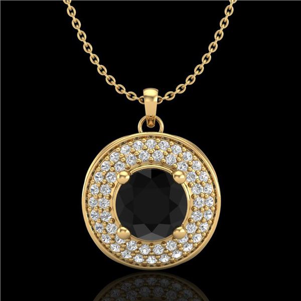 1.25 ctw Fancy Black Diamond Art Deco Stud Necklace 18k Yellow Gold - REF-83K6Y