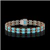 Image 3 : 13.04 ctw Turquoise & Diamond Bracelet 14K Rose Gold - REF-236A4N