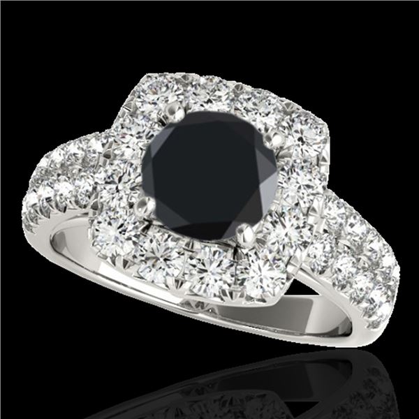 2.25 ctw Certified VS Black Diamond Solitaire Halo Ring 10k White Gold - REF-88M6G