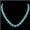 52.89 ctw Turquoise & Diamond Micro Pave Halo Necklace 10k White Gold - REF-670X9A