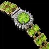 Image 2 : 17.4 ctw Peridot & Diamond Bracelet 14K Yellow Gold - REF-245H5R