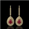 Image 1 : 10.15 ctw Certified Ruby & Diamond Victorian Earrings 14K Yellow Gold - REF-279W3H