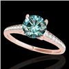 Image 1 : 1.5 ctw SI Certified Fancy Blue Diamond Solitaire Ring 10k Rose Gold - REF-132M3G