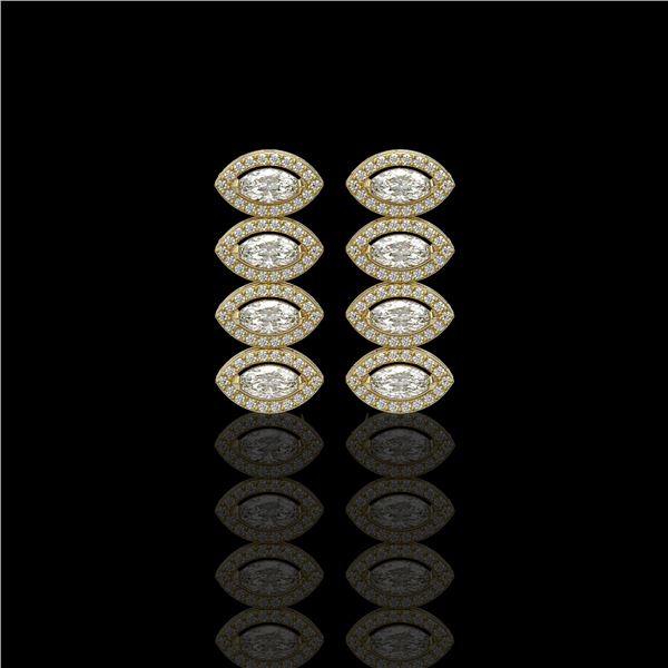 3.84 ctw Marquise Cut Diamond Micro Pave Earrings 18K Yellow Gold - REF-334A6N