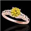 Image 1 : 1.2 ctw Certified SI/I Fancy Intense Yellow Diamond Ring 10k Rose Gold - REF-188F2M