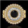 Image 2 : 2.03 ctw Fancy Black Diamond Engagment Art Deco Ring 18k Yellow Gold - REF-203K6Y
