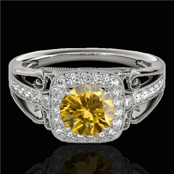 1.3 ctw Certified SI/I Fancy Intense Yellow Diamond Ring 10k White Gold - REF-197H8R