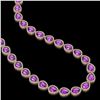 Image 2 : 43.2 ctw Amethyst & Diamond Micro Pave Halo Necklace 10k Rose Gold - REF-603H3R