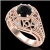Image 1 : 1.07 ctw Fancy Black Diamond Engagment Art Deco Ring 18k Rose Gold - REF-85W5H