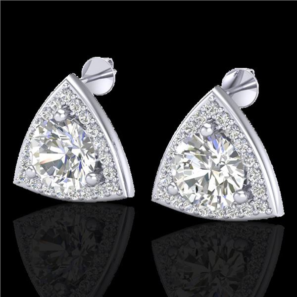 3 ctw Micro Pave VS/SI Diamond Certified Stud Earrings 18k White Gold - REF-870A2N
