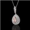 4.17 ctw Morganite & Diamond Victorian Necklace 14K White Gold - REF-186K9Y