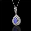 Image 1 : 4.47 ctw Tanzanite & Diamond Victorian Necklace 14K White Gold - REF-245R5K