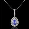 Image 2 : 4.47 ctw Tanzanite & Diamond Victorian Necklace 14K White Gold - REF-245R5K