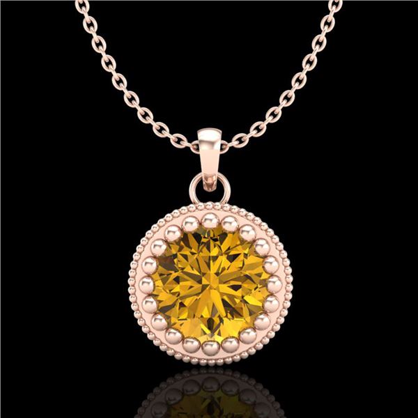 1 ctw Intense Fancy Yellow Diamond Art Deco Necklace 18k Rose Gold - REF-245G5W