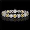 Image 1 : 13.76 ctw Canary & Diamond Micro Pave Bracelet 18K White Gold - REF-1461A3N
