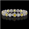 Image 2 : 13.76 ctw Canary & Diamond Micro Pave Bracelet 18K White Gold - REF-1461A3N