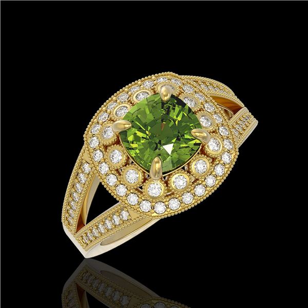 2.39 ctw Certified Tourmaline & Diamond Victorian Ring 14K Yellow Gold - REF-106X5A