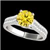 Image 1 : 1.61 ctw SI/I Fancy Intense Yellow Diamond Pave Ring 10k White Gold - REF-204H5R