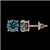 Image 2 : 1.50 ctw Certified Intense Blue Diamond Stud Earrings 10k Rose Gold - REF-104W3H