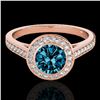 1.3 ctw SI Certified Fancy Blue Diamond Solitaire Halo Ring 10k Rose Gold - REF-126A3N