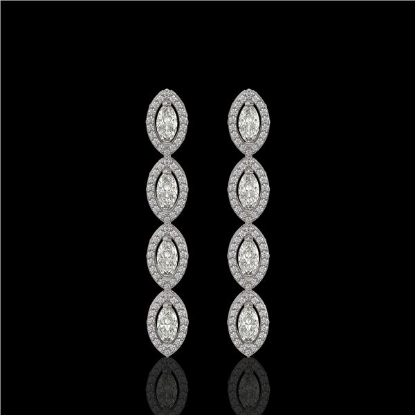 3.84 ctw Marquise Cut Diamond Micro Pave Earrings 18K White Gold - REF-334N6F