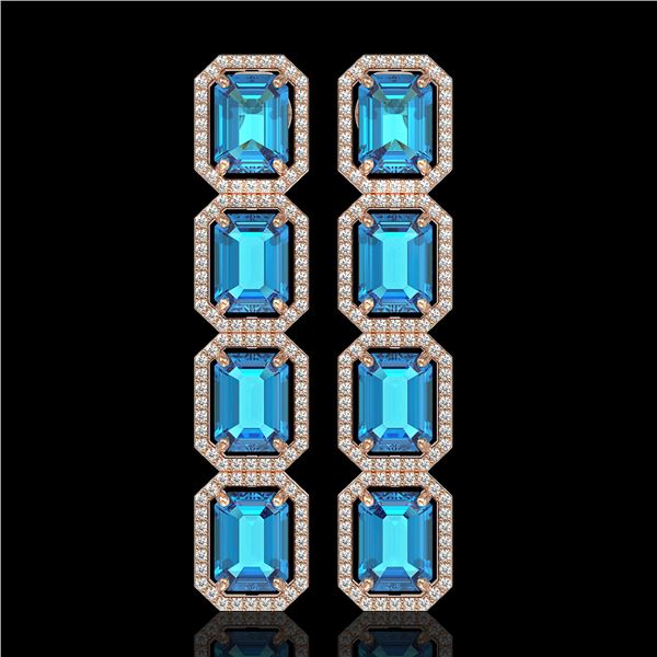 18.99 ctw Swiss Topaz & Diamond Micro Pave Halo Earrings 10k Rose Gold - REF-184Y4X
