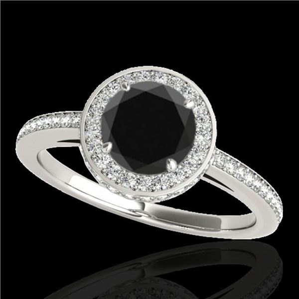 1.55 ctw Certified VS Black Diamond Solitaire Halo Ring 10k White Gold - REF-65M2G