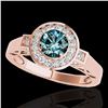 1.75 ctw SI Certified Fancy Blue Diamond Halo Ring 10k Rose Gold - REF-167M8G