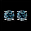 1.50 ctw Certified Intense Blue Diamond Stud Earrings 10k White Gold - REF-104M3G