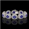 49.17 ctw Sapphire & Diamond Victorian Bracelet 14K White Gold - REF-1334A4N
