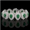 56.04 ctw Emerald & Diamond Victorian Bracelet 14K White Gold - REF-1745K5Y