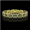36.51 ctw Tourmaline & Diamond Micro Pave Halo Bracelet 10k Yellow Gold - REF-477W3H