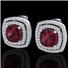 4.55 ctw Garnet & Micro Pave VS/SI Diamond Earrings 18k White Gold - REF-104F9M