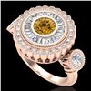 2.62 ctw Intense Fancy Yellow Diamond Art Deco Ring 18k Rose Gold - REF-290R9K