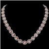 41.6 ctw Morganite & Diamond Micro Pave Halo Necklace 10k White Gold - REF-1024W4H