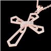 1 ctw Micro Pave VS/SI Diamond Cross Necklace 14k Rose Gold - REF-118N2F