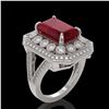 Image 2 : 7.11 ctw Certified Ruby & Diamond Victorian Ring 14K White Gold - REF-171X5A