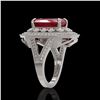 Image 3 : 7.11 ctw Certified Ruby & Diamond Victorian Ring 14K White Gold - REF-171X5A