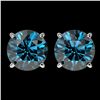 3.15 ctw Certified Intense Blue Diamond Stud Earrings 10k White Gold - REF-355A9N