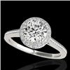 1.55 ctw Certified Diamond Solitaire Halo Ring 10k White Gold - REF-204N5F