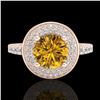 Image 2 : 1.7 ctw Intense Fancy Yellow Diamond Art Deco Ring 18k Rose Gold - REF-309F3M