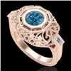 Image 1 : 1.13 ctw Fancy Intense Blue Diamond Art Deco Ring 18k Rose Gold - REF-240N2F