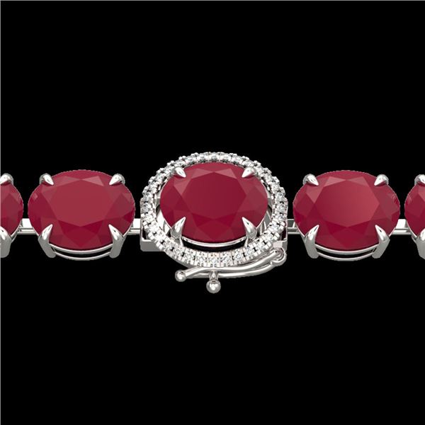75 ctw Ruby & Micro Pave VS/SI Diamond Bracelet 14k White Gold - REF-636G4W