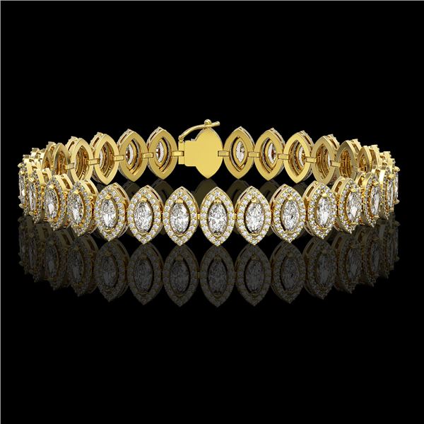 11.13 ctw Marquise Cut Diamond Micro Pave Bracelet 18K Yellow Gold - REF-964G2W