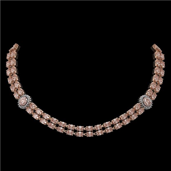 36.2 ctw Morganite & Diamond Necklace 14K Rose Gold - REF-527W3H