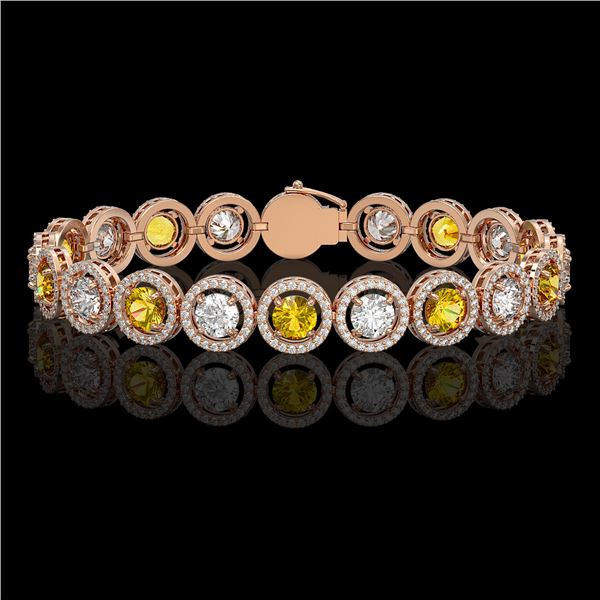 13.76 ctw Canary & Diamond Micro Pave Bracelet 18K Rose Gold - REF-1461F3M