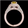 Image 2 : 1.8 ctw Certified SI/I Fancy Intense Yellow Diamond Ring 10k Rose Gold - REF-218M2G