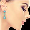 Image 3 : 7.39 ctw Turquoise & Diamond Earrings 14K Yellow Gold - REF-143G3W