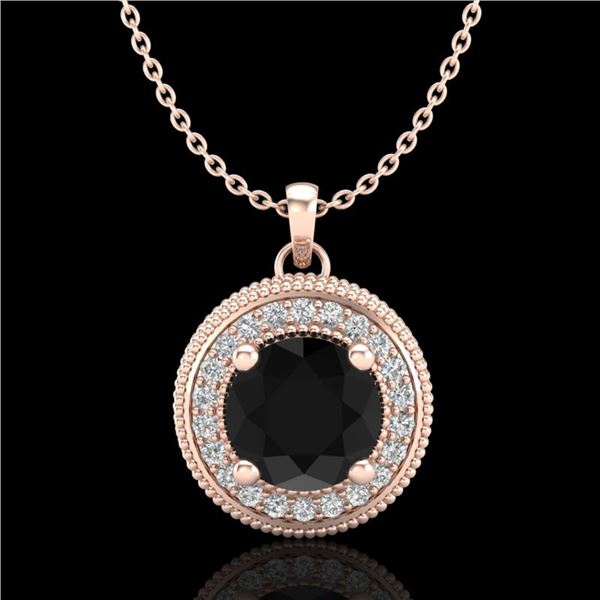 1.25 ctw Fancy Black Diamond Art Deco Stud Necklace 18k Rose Gold - REF-89W3H